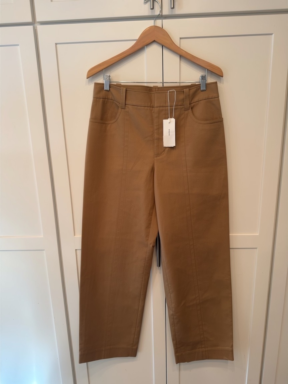 NWT Vince Camel Straight-Leg Cotton Blend Work Trousers - Size 12